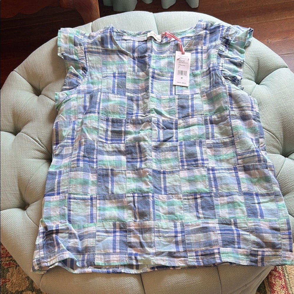 Plaid Vineyard Vines madras Shirt in Blue and Green